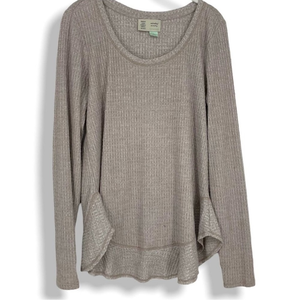 Saturday Sunday Gray Waffle Knit Lightweight Sweater by Anthropologie